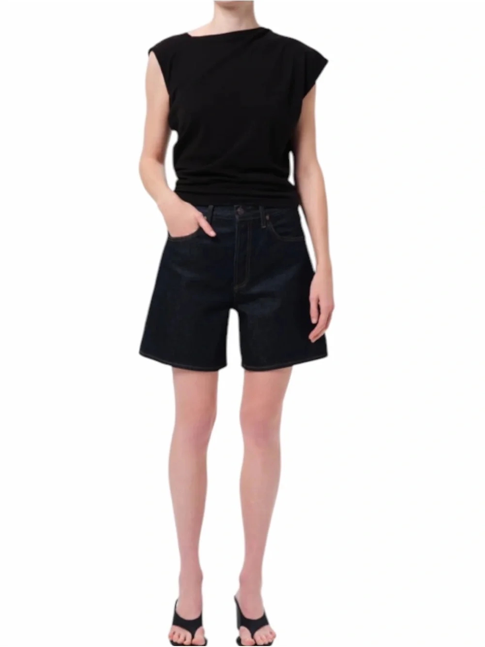 NWT Agolde Dame Short High Rise Baggy in Rinse Wash Size 25